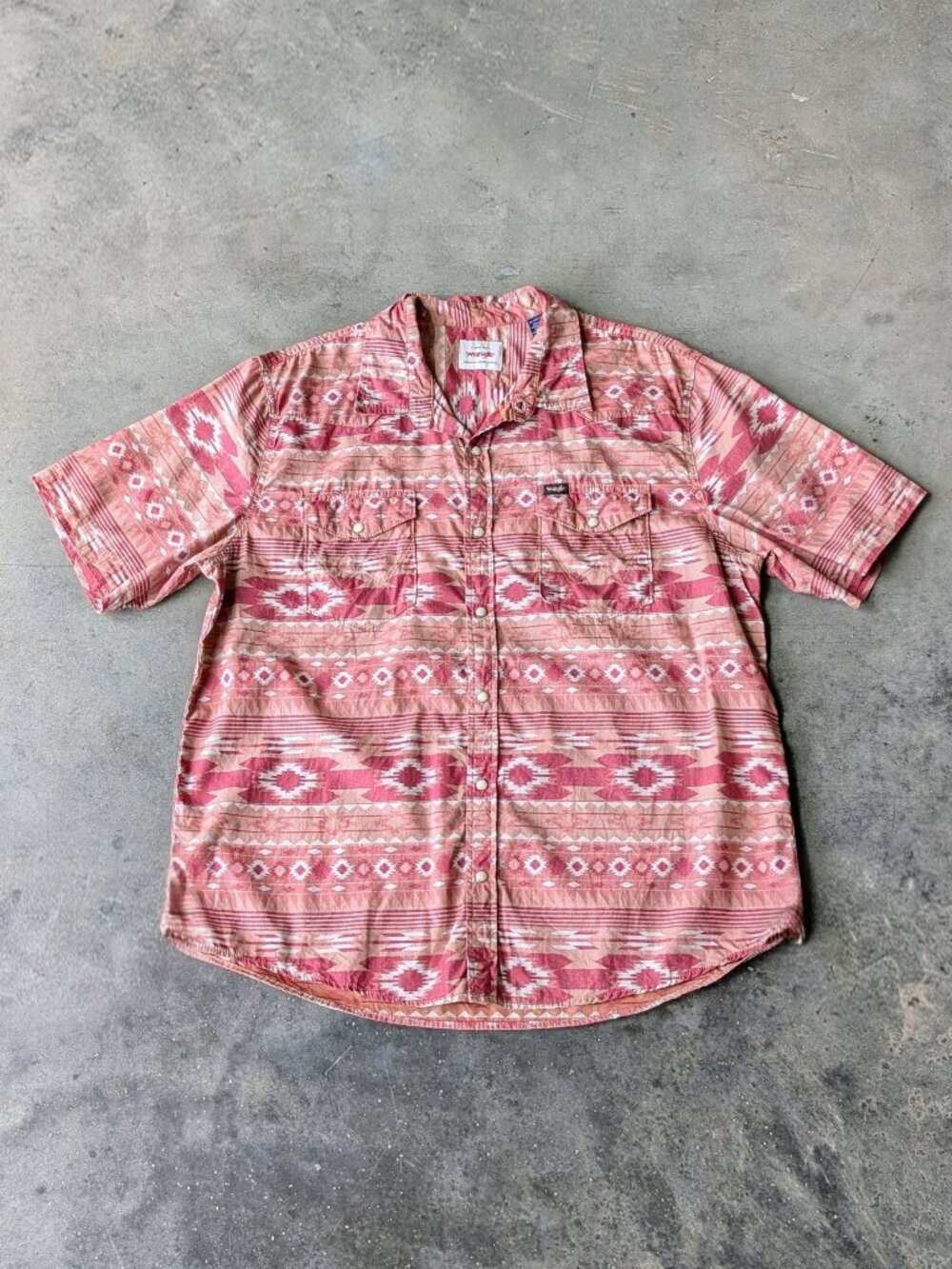 Wrangler Men's Premium Short Sleeve Patterned Pearl Snap Western Shirt size XL